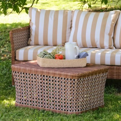 Table basse de jardin rectangulaire en résine marron