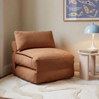 Fauteuil convertible compressé en mousse 1 place velours côtelé