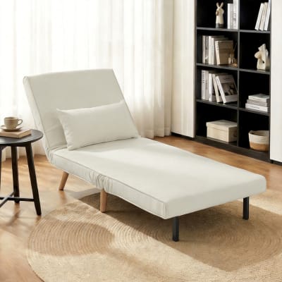Fauteuil lit convertible multifonction dossier inclinable tissu crème