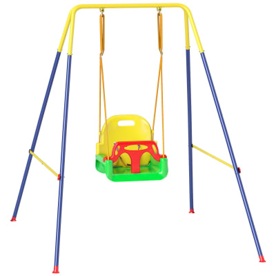 Portique balançoire enfants pliable siège réglable acier multicolore