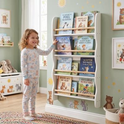 Bibliothèque enfant 4 niveaux gain de place bois blanc