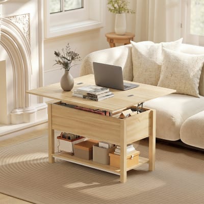 Table basse relevable et extensible mdf bois naturel