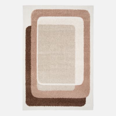 Tapis intérieur graphique marron, rose et beige 160x230cm