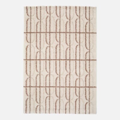 Tapis intérieur motif graphique crème, rose et marron 160x230cm