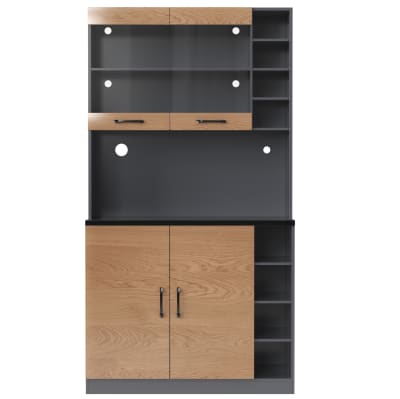 Buffets de cuisine en mdf avec led gris/naturel 100x47x187 cm