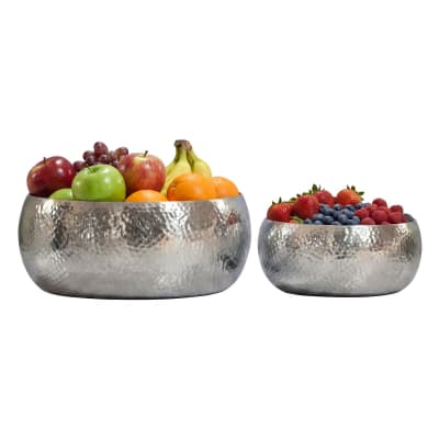 Lot de 2 coupes à fruits en aluminium, argenté
