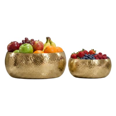 Lot de 2 coupes à fruits en aluminium, doré