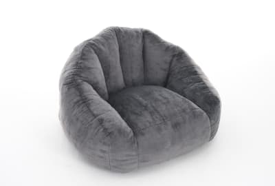 Fauteuil poire en polyester imitation fourrure gris avec dossier