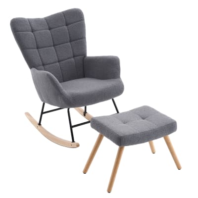 Fauteuil à bascule en laine d'agneau gris