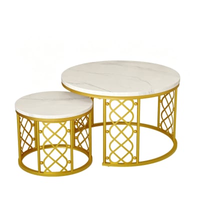 Lot de 2 tables basses gigognes effet marbre