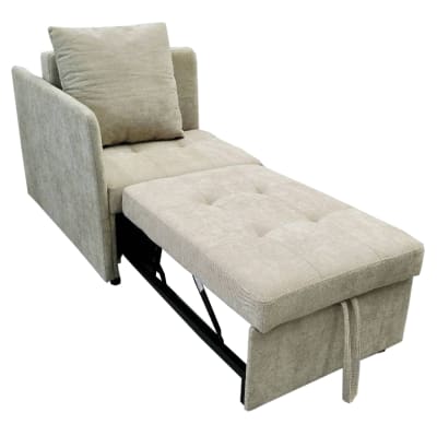 Fauteuil-lit en lin beige avec dossier réglable 177x68x65 cm