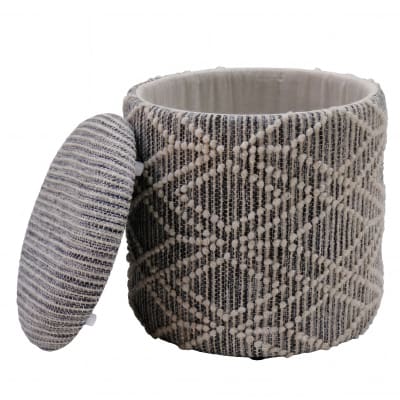 Tabouret avec rangement en tissu, gris