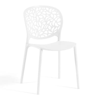 Lot de 4 chaises de jardin empilables en polypropylène blanches