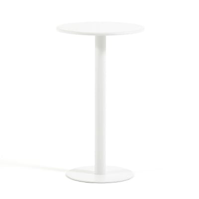 Table haute d’extérieur en acier peint Ø60 cm blanc