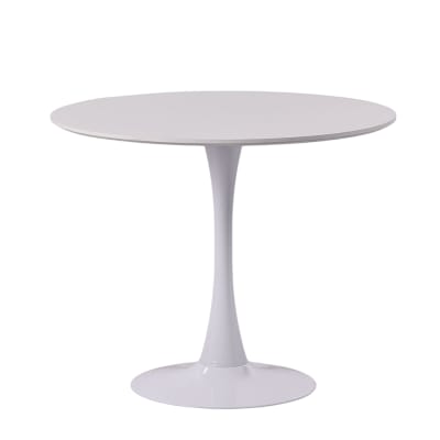Table d'intérieur tulip avec plateau mdf, diamètre 90 cm, blanc