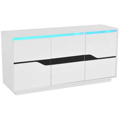 Buffets en panneau de particules avec led blanc noir 140x40x70 cm