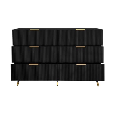 Buffets en panneau de particules avec 6 tiroirs noir 120x77x40 cm