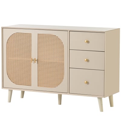 Buffets en panneaux de particules avec rangement blanc cassé 120 cm