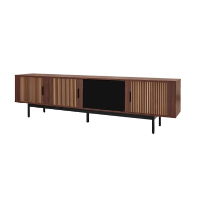 Meubles tv en mdf et particules avec led noir 200x35x53 cm