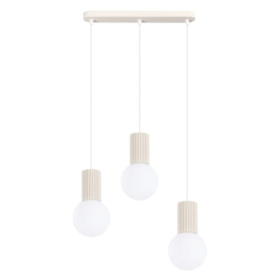 Suspension aluminium/verre beige h 120 cm