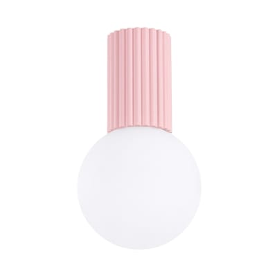 Plafonnier aluminium/verre rose h 21 cm