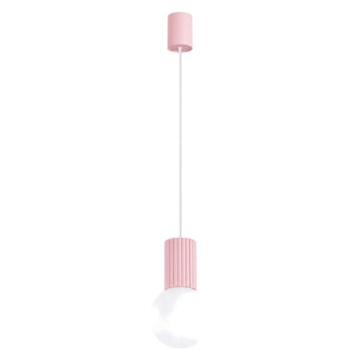 Suspension aluminium/verre rose h 120 cm