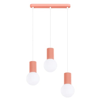 Suspension aluminium/verre pêche h 120 cm