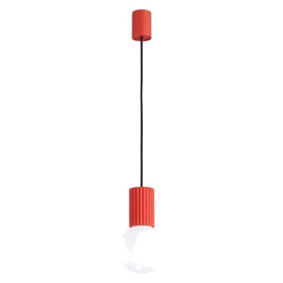 Suspension aluminium/verre rouge h 120 cm