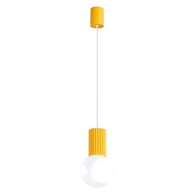 Suspension aluminium/verre jaune h 120 cm