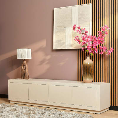 Meuble tv bois sable avec rangement 200 cm