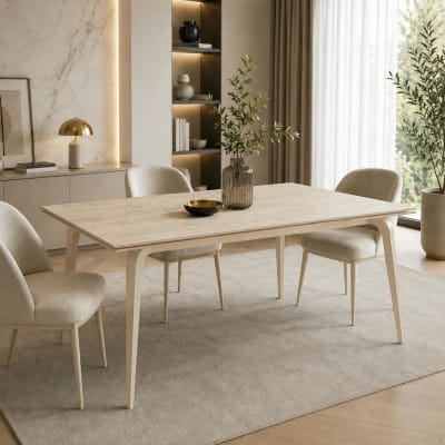 Table extensible céramique décor travertin 160-240 cm