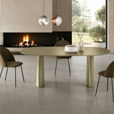 Table à manger design en verre vert organique 220 cm