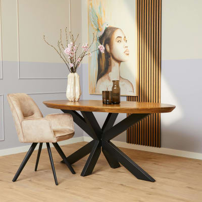 Table ovale en bois naturel pied croisé 300 cm