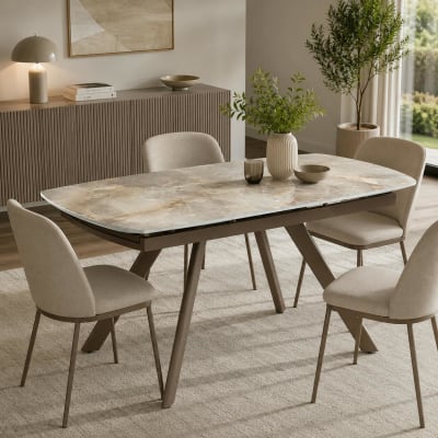 Table extensible céramique effet onyx 140-210 cm