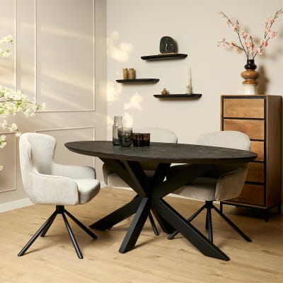 Table ovale en bois noir pied croisé 300 cm