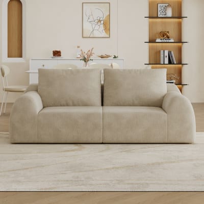 Canapé compressé modulable 2 places 190x95x85 cm en chenille kaki