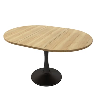Table de salle à manger ovale extensible 100/140 x 100 x 75 cm, chêne
