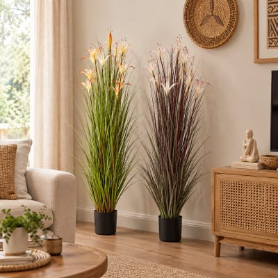 Lot 2 plantes lis araignée en pvc et acier orange 45x45x140 cm