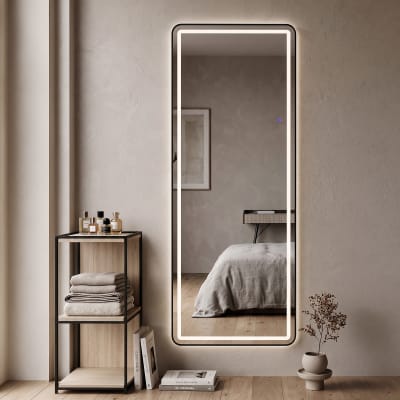 Miroir rectangulaire sur pied/mur avec éclairage led, 70 x 170 cm