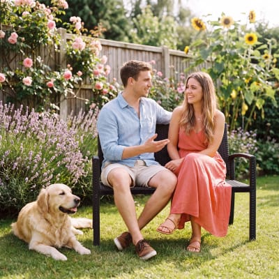 Banc de jardin, 2 places, résistant aux intempéries, extérieur, noir