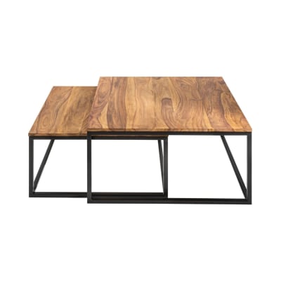 Table basse marron et noire carré 65x65x40