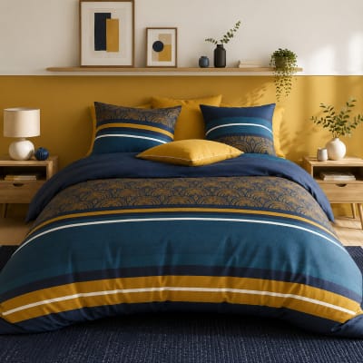 Parure de lit en percale de coton motif arches graphiques 240x220 cm