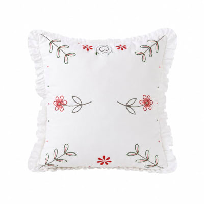 Housse de coussin carrée brodée à volant - 40x40cm - blanc