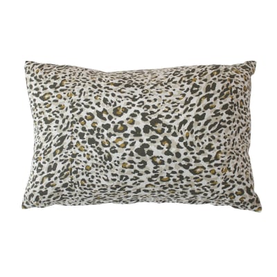Coussin léopard en coton recyclé – coussin décoratif - 40x60cm - taupe