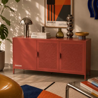 Buffet 3 portes métal terracotta 160cm