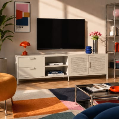 Meuble tv métal beige sable 200cm