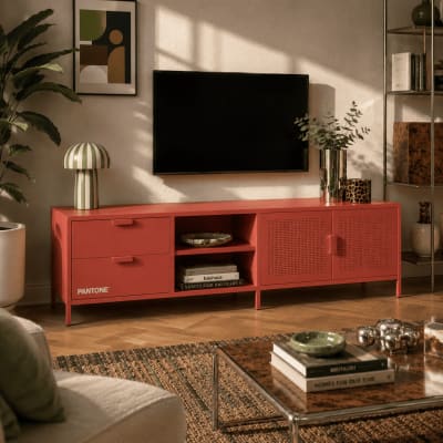 Meuble tv métal terracotta 200cm