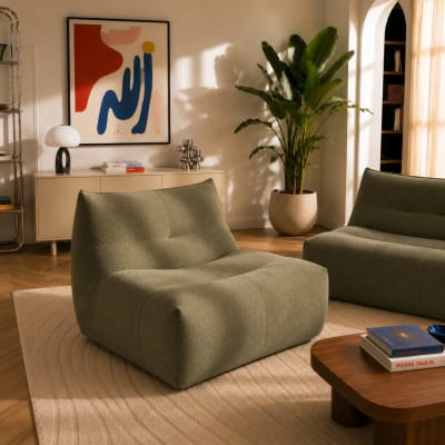 Chauffeuse 1 place tissu vert olive