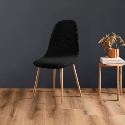 Housse de chaise scandinave extensible gaufré coloris noir