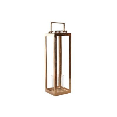 Lanterne en aluminium et verre dorée 20x20x74 cm